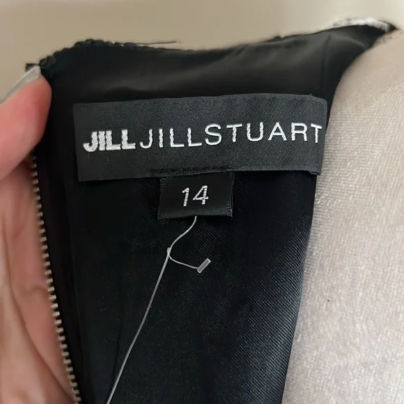 Jill Jill Stuart Classic Black and White Lace Striped Shift Dress 3/4 Sleeves 14 - Picture 9 of 12